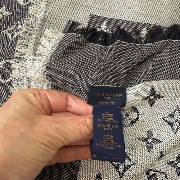 Louis Vuitton Monogram Denim Shawl - Black and White - Picture 8 of 10